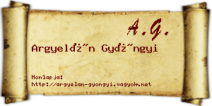 Argyelán Gyöngyi névjegykártya